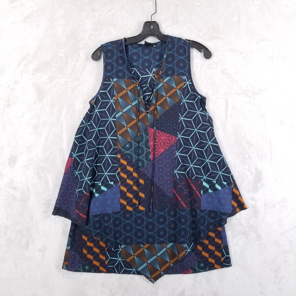 Desigual Dress Women M Geometric Layered Sleeveless‎ Flowy Artsy Layering Tunic